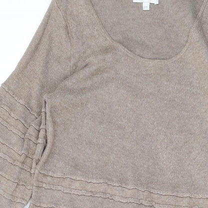 Kaliko Womens Brown Viscose A-Line Size 14 Scoop Neck Pullover