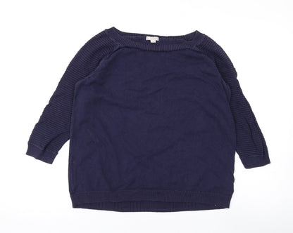 Gap Womens Blue Boat Neck Cotton Pullover Jumper Size M
