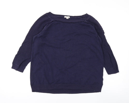 Gap Womens Blue Boat Neck Cotton Pullover Jumper Size M