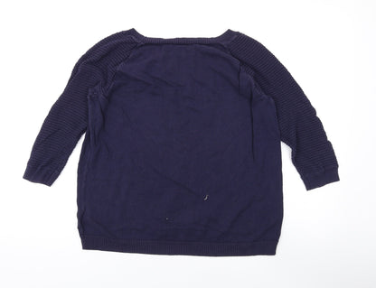 Gap Womens Blue Boat Neck Cotton Pullover Jumper Size M