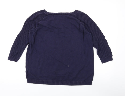 Gap Womens Blue Boat Neck Cotton Pullover Jumper Size M