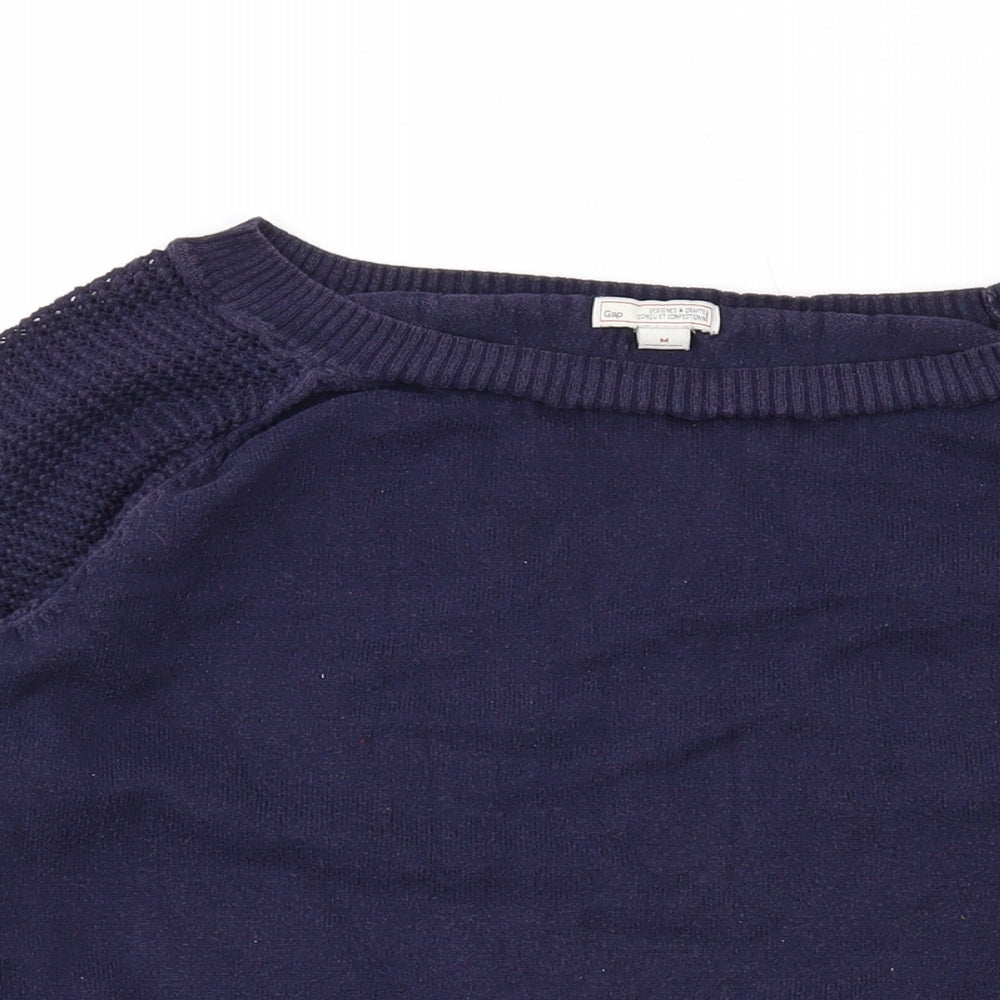 Gap Womens Blue Boat Neck Cotton Pullover Jumper Size M