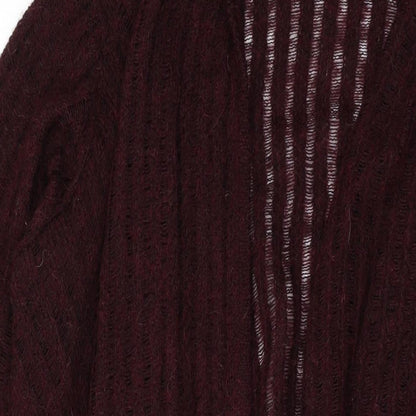 Marks and Spencer Womens Red V-Neck Acrylic Cape Jumper Size 16