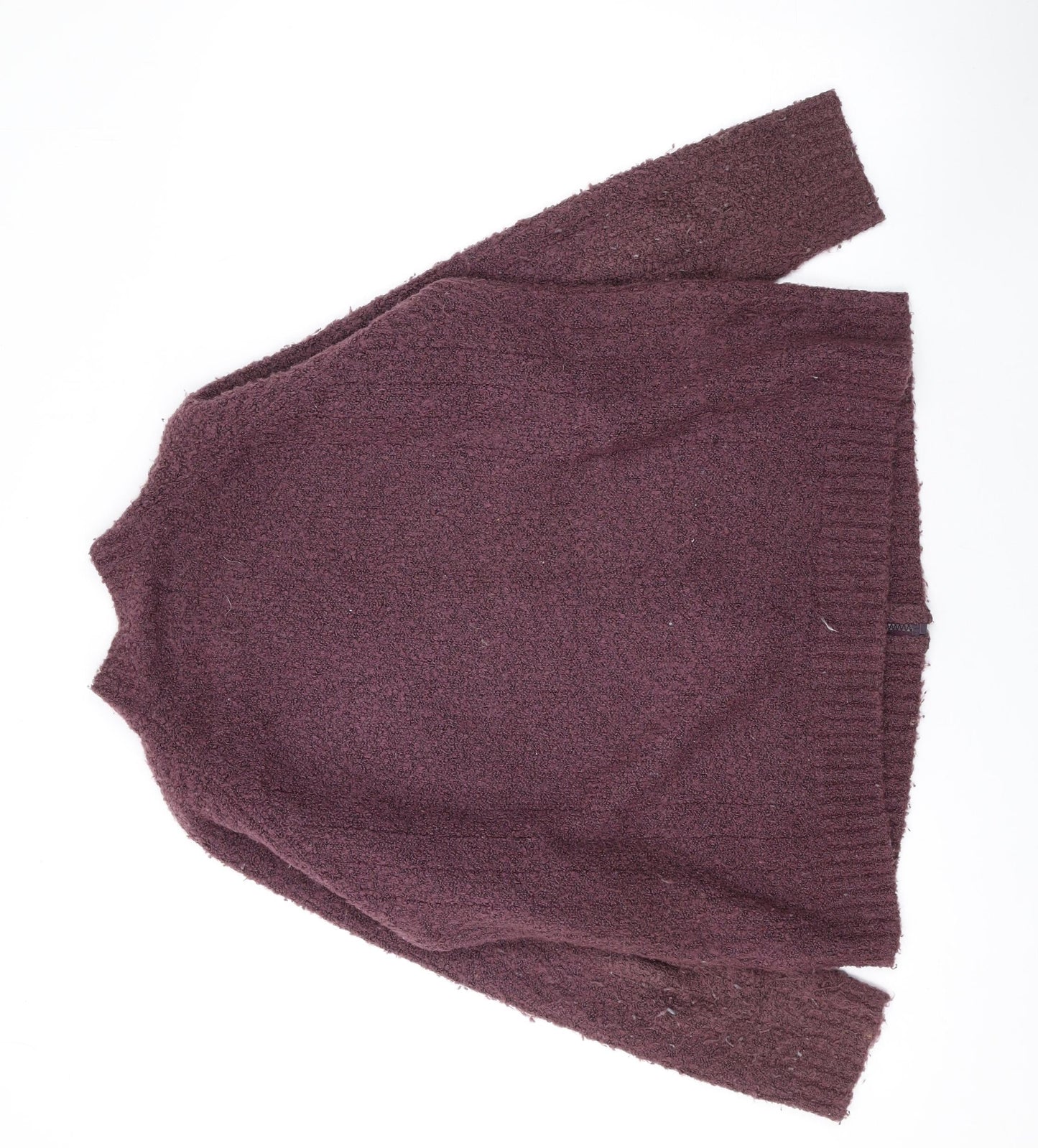 EWM Womens Purple Mock Neck Acrylic Full Zip Jumper Size M