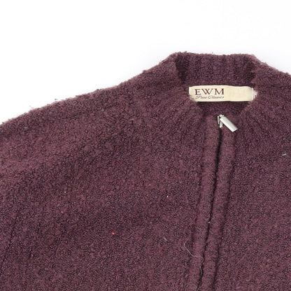 EWM Womens Purple Mock Neck Acrylic Full Zip Jumper Size M