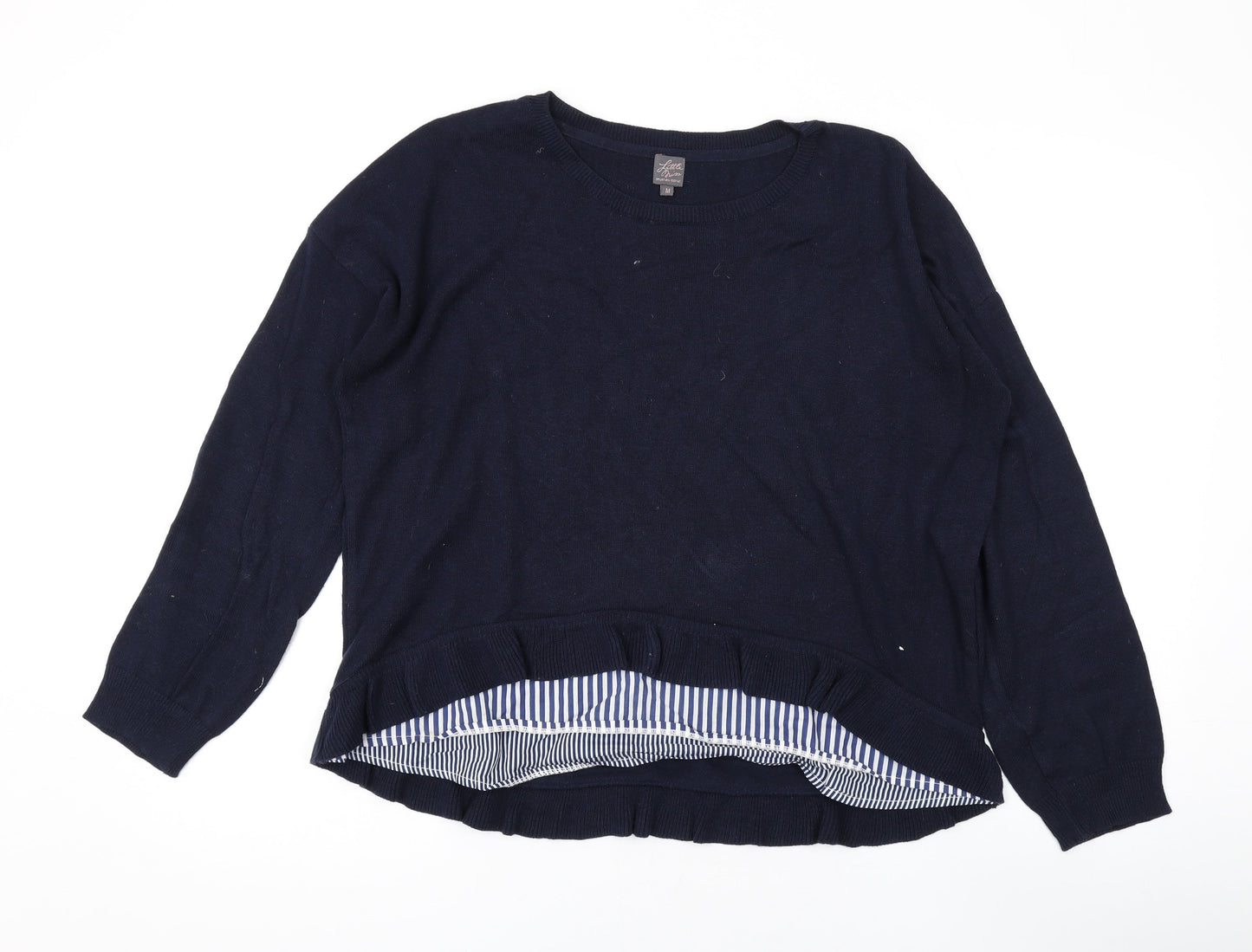 Little Miss Womens Blue Round Neck Cotton Pullover Jumper Size M