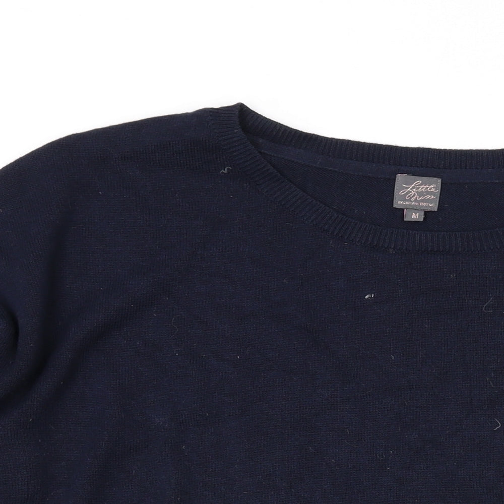 Little Miss Womens Blue Round Neck Cotton Pullover Jumper Size M