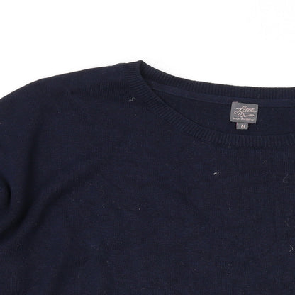 Little Miss Womens Blue Round Neck Cotton Pullover Jumper Size M