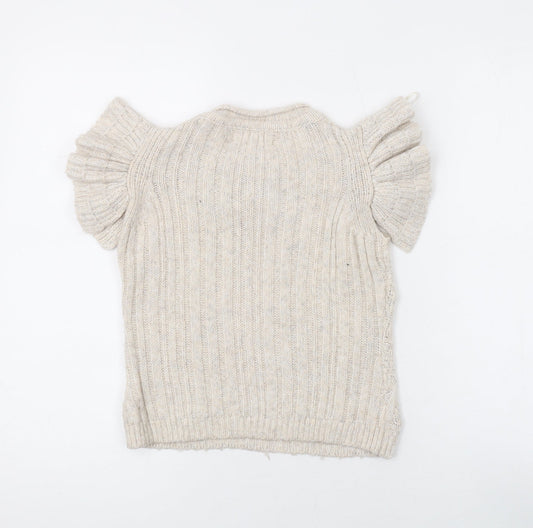 Jessica Simpson Womens Beige Round Neck Polyester Pullover Jumper Size 2XS