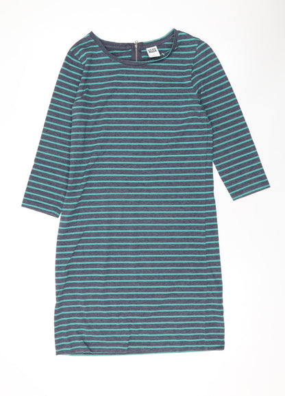 VERO MODA Womens Green Striped Polyester T-Shirt Dress Size S Round Neck Zip