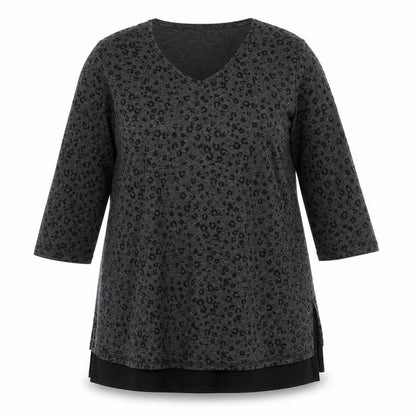 Yours Womens Green Animal Print Cotton A-Line Size 16 V-Neck Pullover - Leopard Print