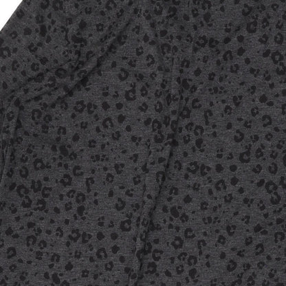 Yours Womens Green Animal Print Cotton A-Line Size 16 V-Neck Pullover - Leopard Print