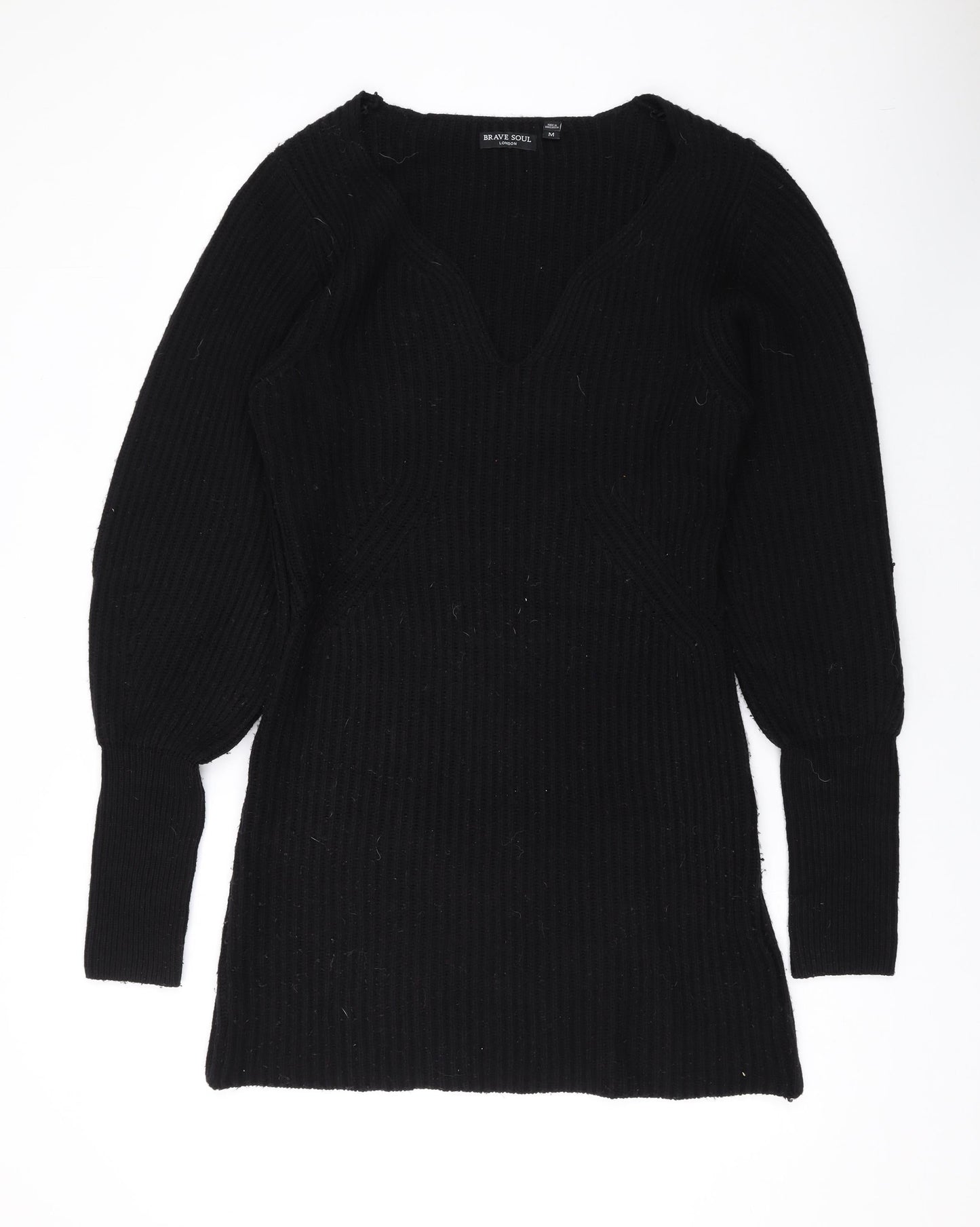 Womens UK Size M Brave Soul Black Pullover Jumper