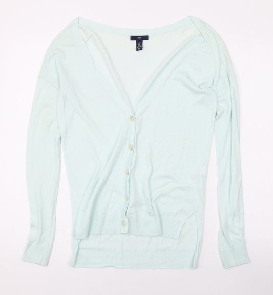 Gap Womens Green V-Neck Cotton Cardigan Jumper Size XS