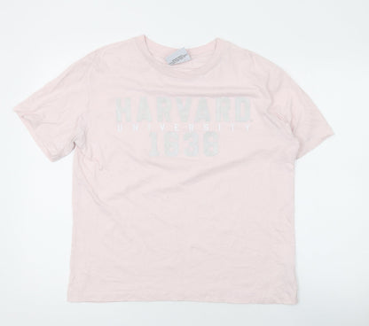 Harvard Womens Pink Cotton Basic T-Shirt Size 8 Round Neck