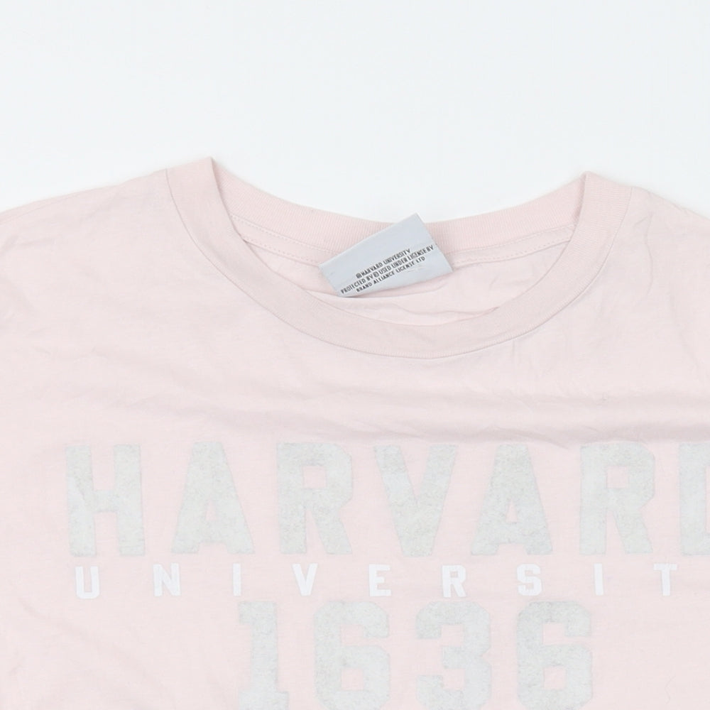 Harvard Womens Pink Cotton Basic T-Shirt Size 8 Round Neck