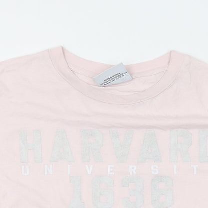 Harvard Womens Pink Cotton Basic T-Shirt Size 8 Round Neck
