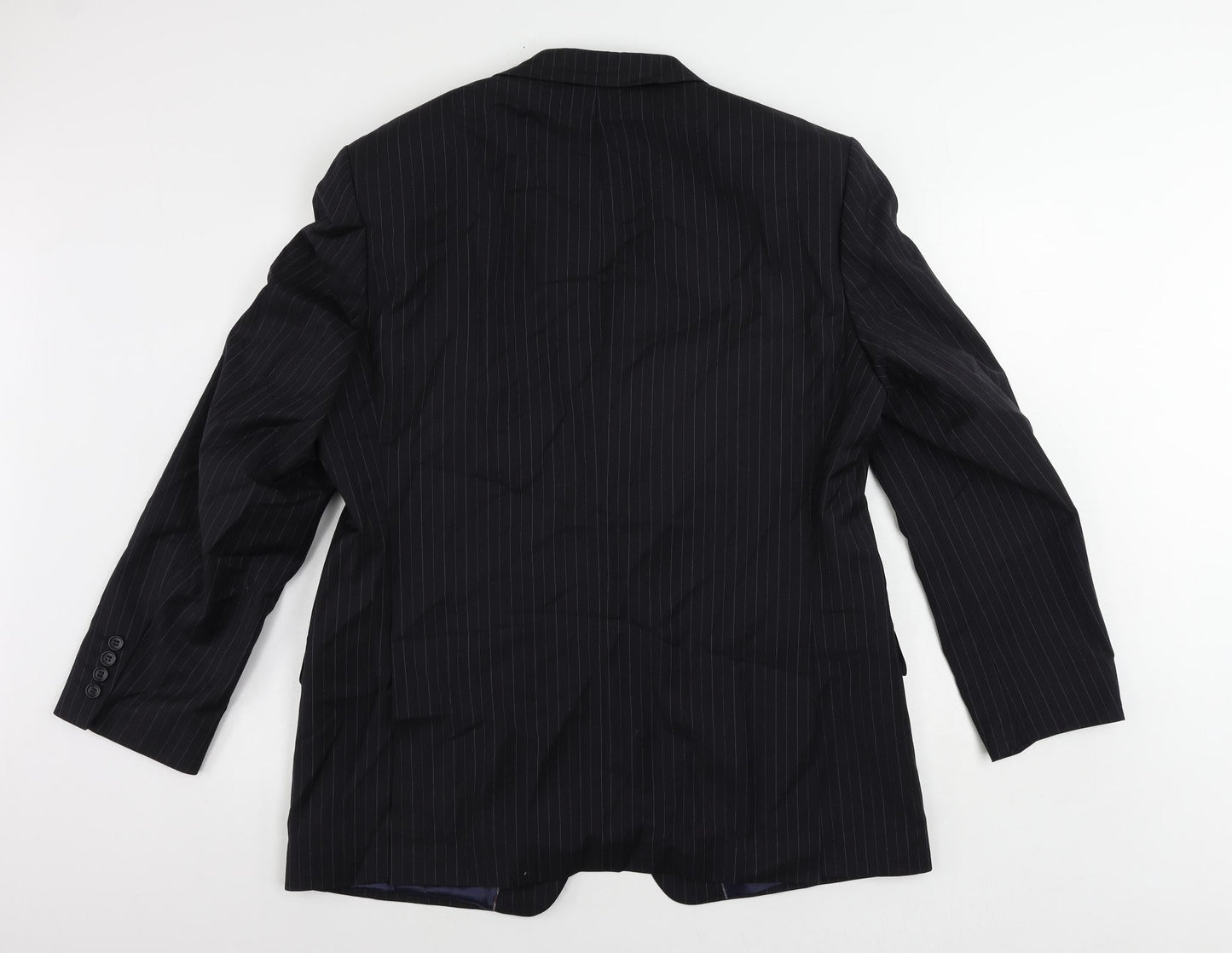 Autograph Mens Blue Striped Wool Jacket Suit Jacket Size 44 Regular