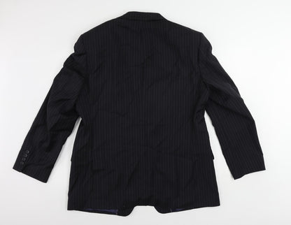 Autograph Mens Blue Striped Wool Jacket Suit Jacket Size 44 Regular