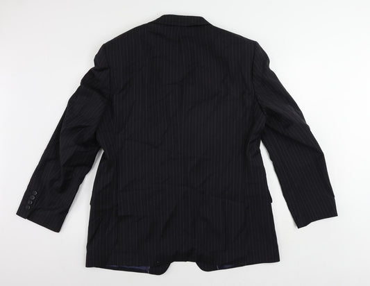 Autograph Mens Blue Striped Wool Jacket Suit Jacket Size 44 Regular