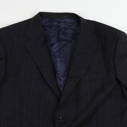 Autograph Mens Blue Striped Wool Jacket Suit Jacket Size 44 Regular