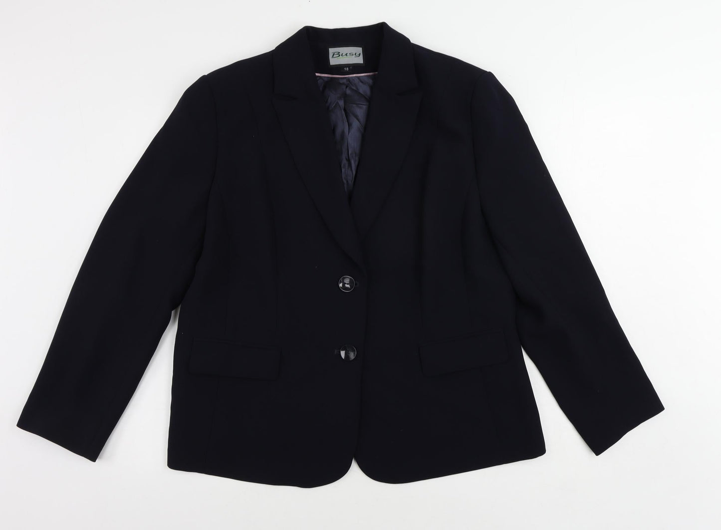 Busy Womens Blue Jacket Blazer Size 18 Button