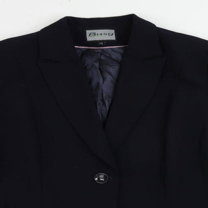 Busy Womens Blue Jacket Blazer Size 18 Button