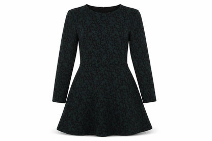 H&M Womens Green Geometric Polyester Skater Dress Size S Round Neck Pullover
