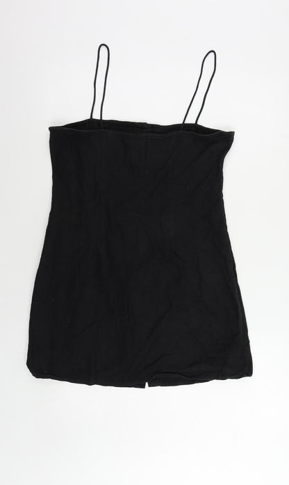 Motel Womens Black Cotton Mini Size M Square Neck Button