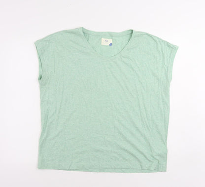 Folk Womens Green Cotton Basic T-Shirt Size 14 Round Neck