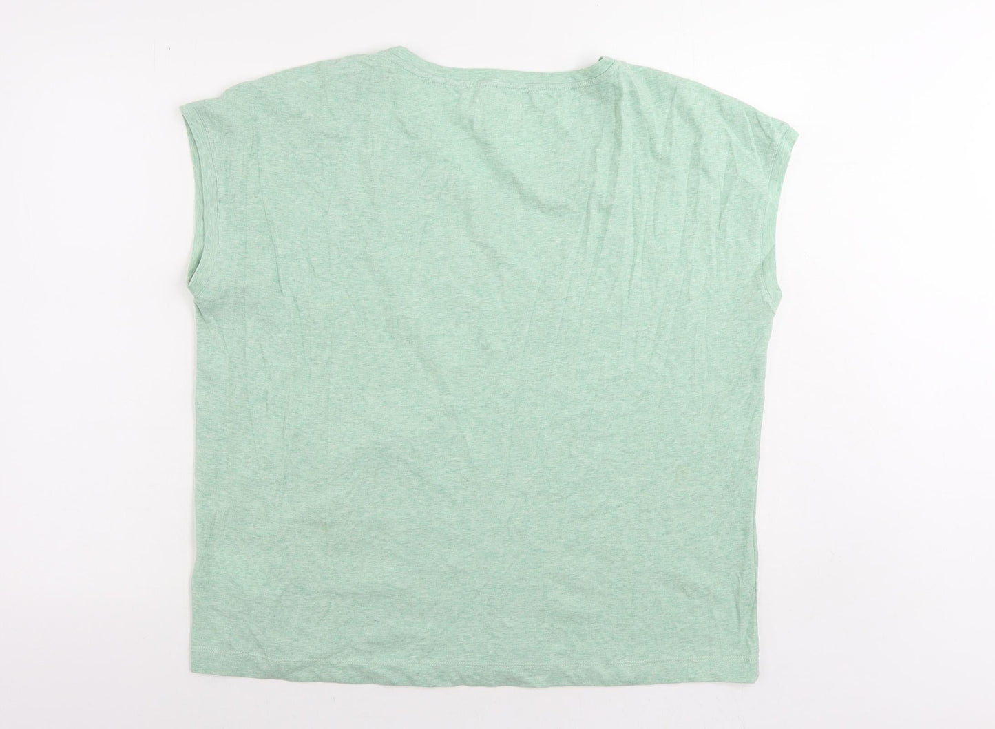 Folk Womens Green Cotton Basic T-Shirt Size 14 Round Neck