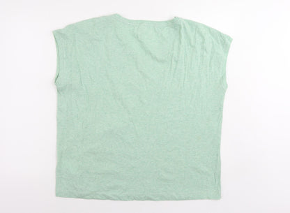Folk Womens Green Cotton Basic T-Shirt Size 14 Round Neck