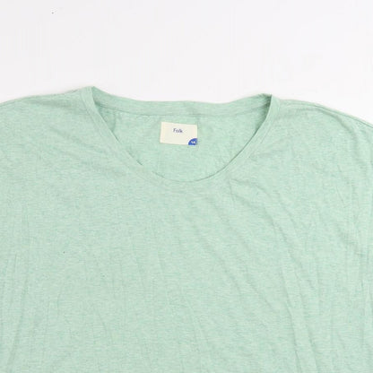 Folk Womens Green Cotton Basic T-Shirt Size 14 Round Neck