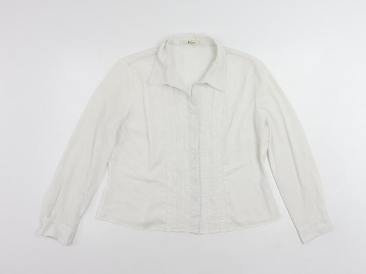 Precis Womens White Polyester Basic Button-Up Size 16 Collared