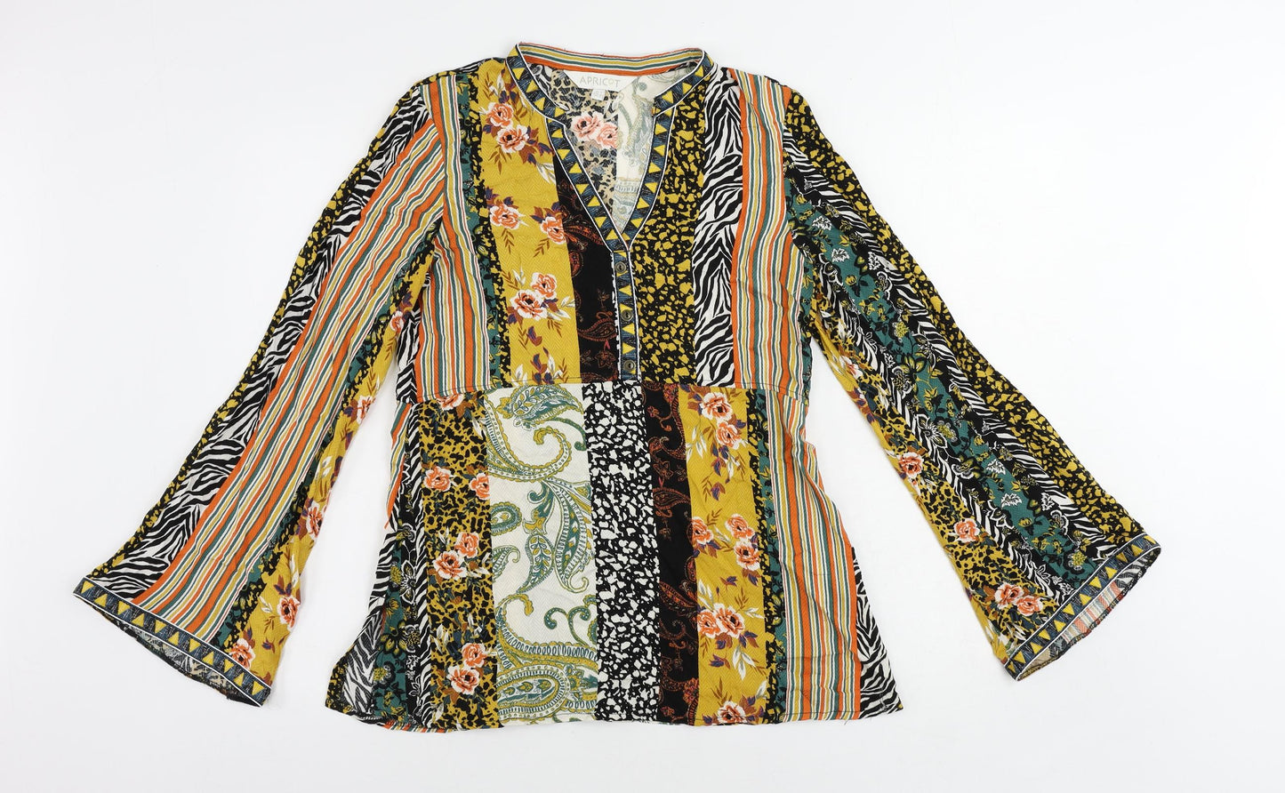 Womens UK Size 8 Apricot Multicoloured Basic Blouse