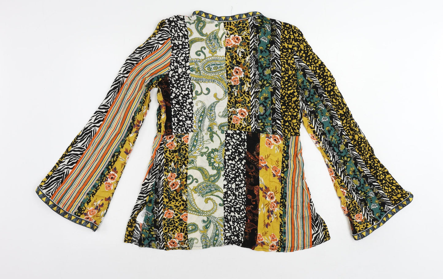 Womens UK Size 8 Apricot Multicoloured Basic Blouse