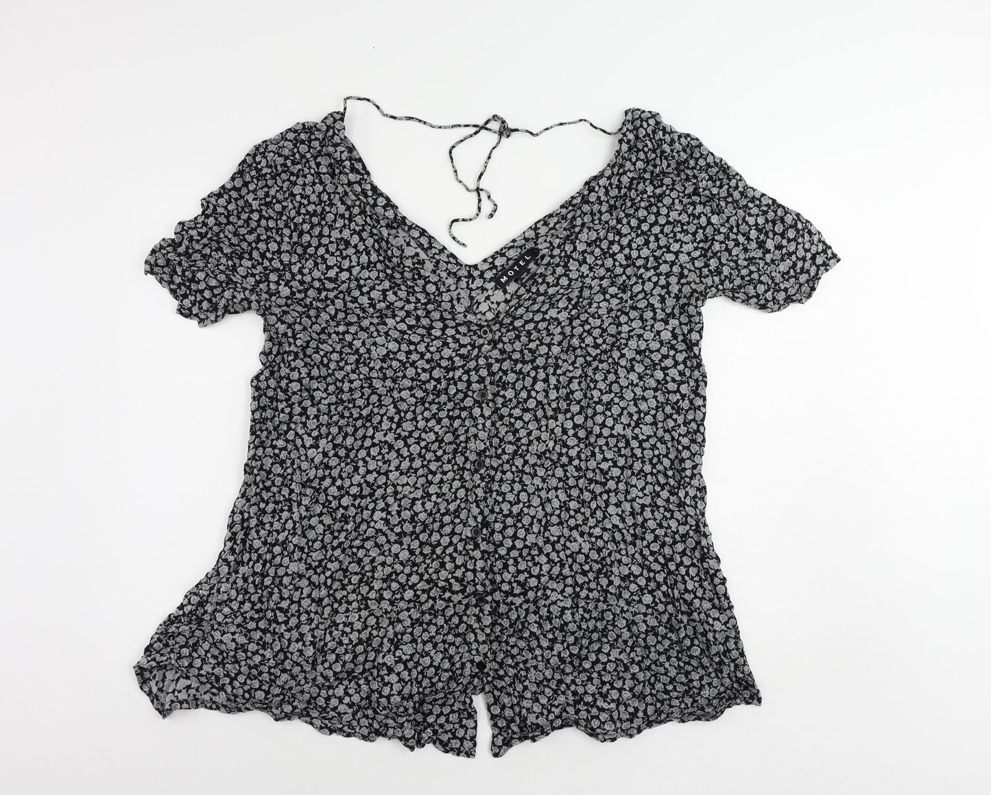 Womens UK Size XL Motel Black Tunic Button-Up