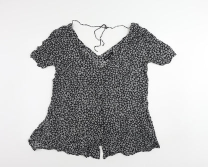 Womens UK Size XL Motel Black Tunic Button-Up
