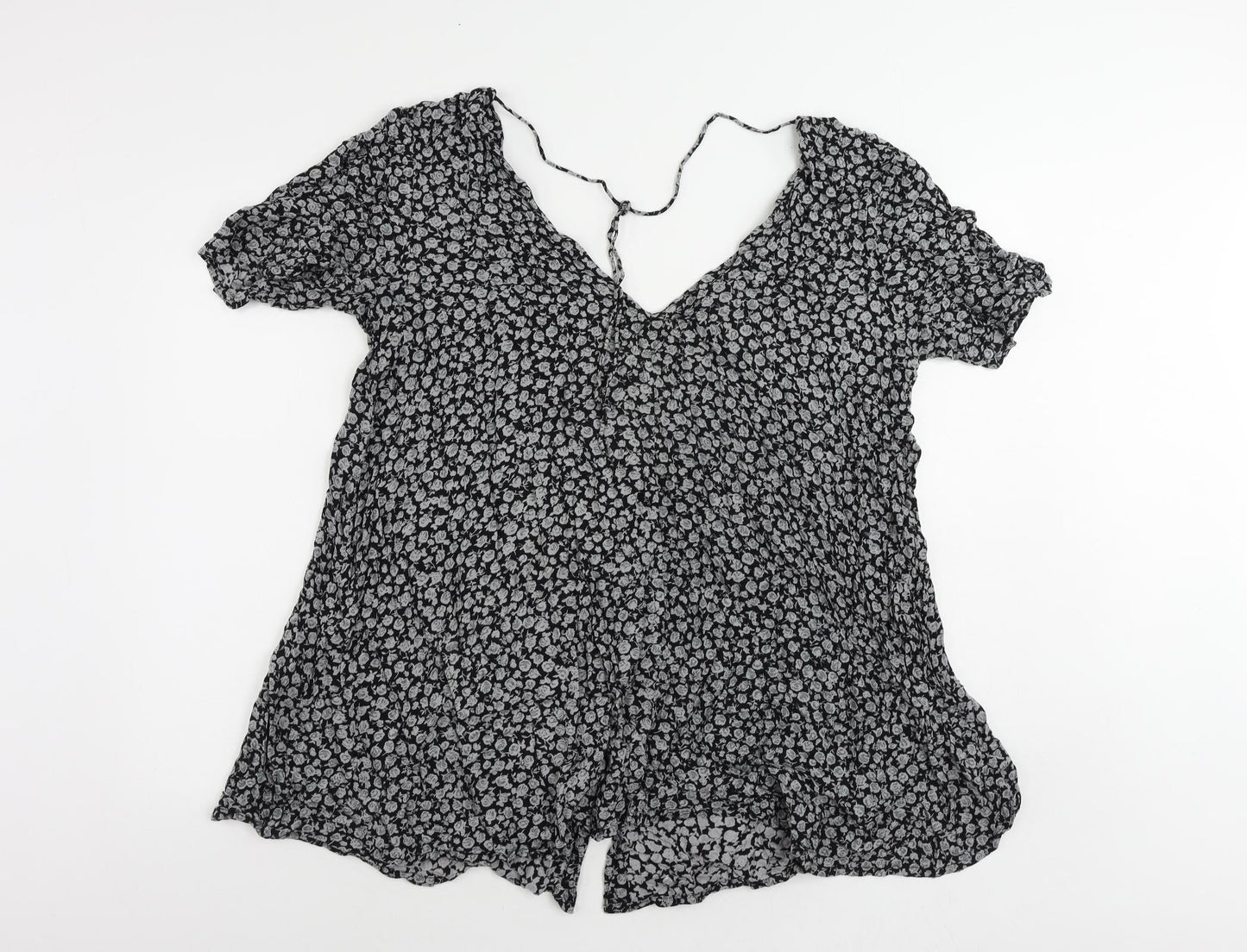 Womens UK Size XL Motel Black Tunic Button-Up