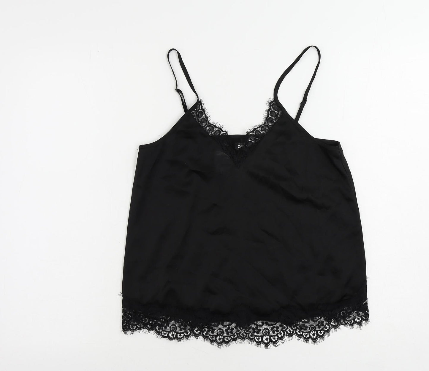 Divided by H&M Womens Black Polyester Camisole Tank Size 6 V-Neck - Lace Detail