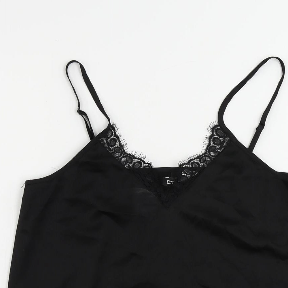 Divided by H&M Womens Black Polyester Camisole Tank Size 6 V-Neck - Lace Detail