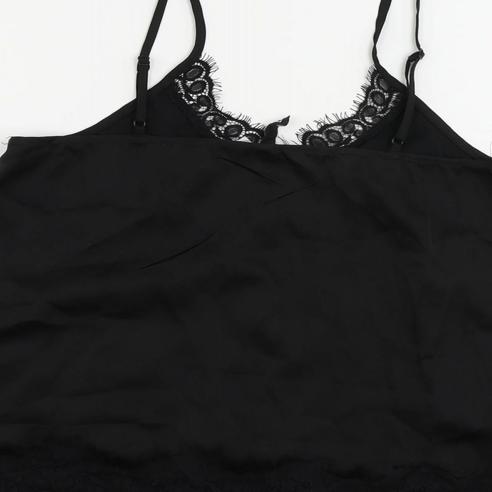 Divided by H&M Womens Black Polyester Camisole Tank Size 6 V-Neck - Lace Detail