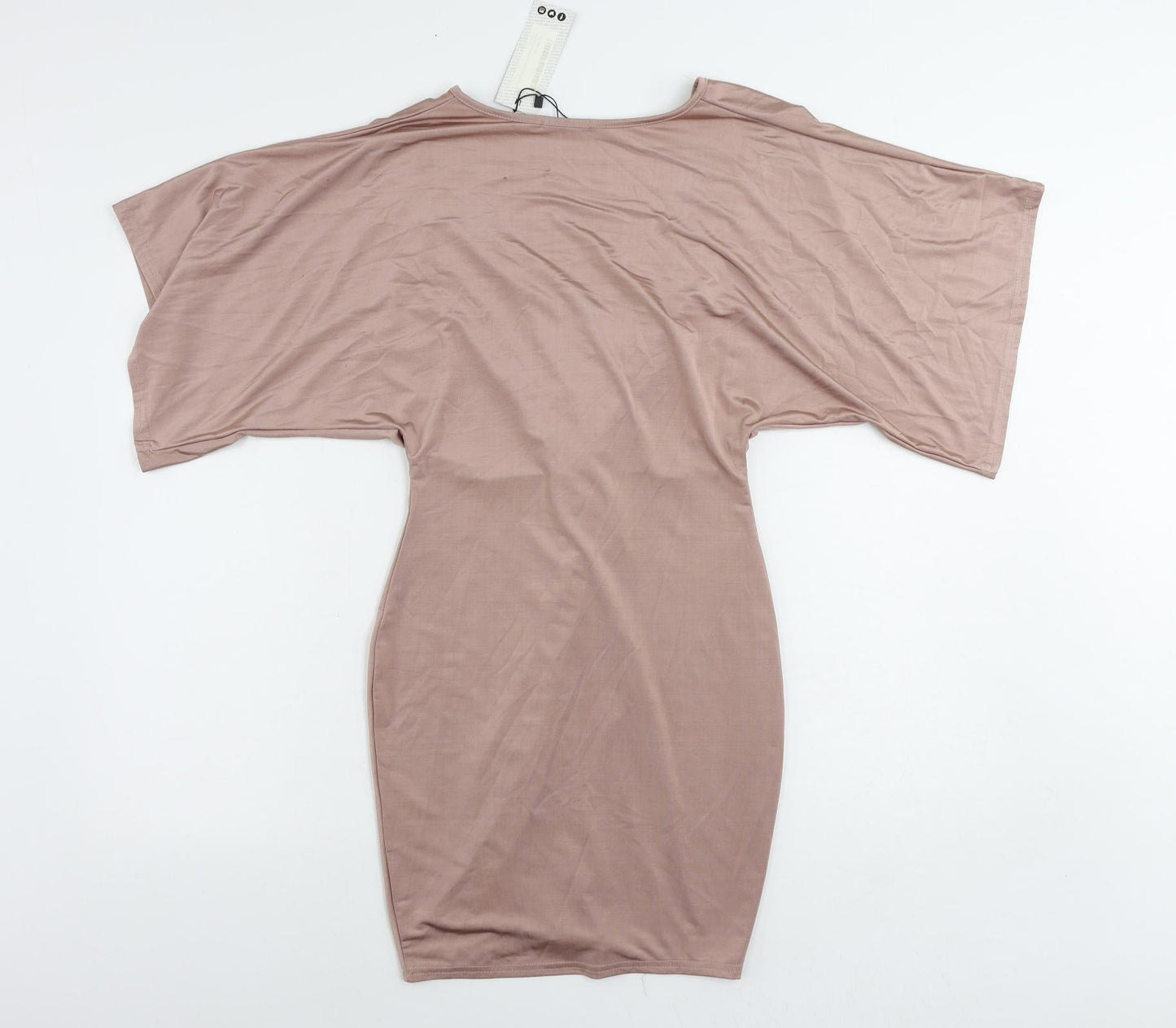 Boohoo Womens Pink Polyester Mini Size 8 V-Neck Pullover