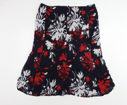 CC Womens Blue Geometric Viscose A-Line Skirt Size 18 Zip - Lined