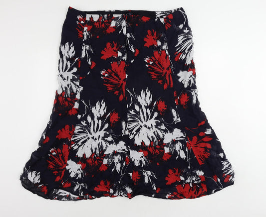 CC Womens Blue Geometric Viscose A-Line Skirt Size 18 Zip - Lined