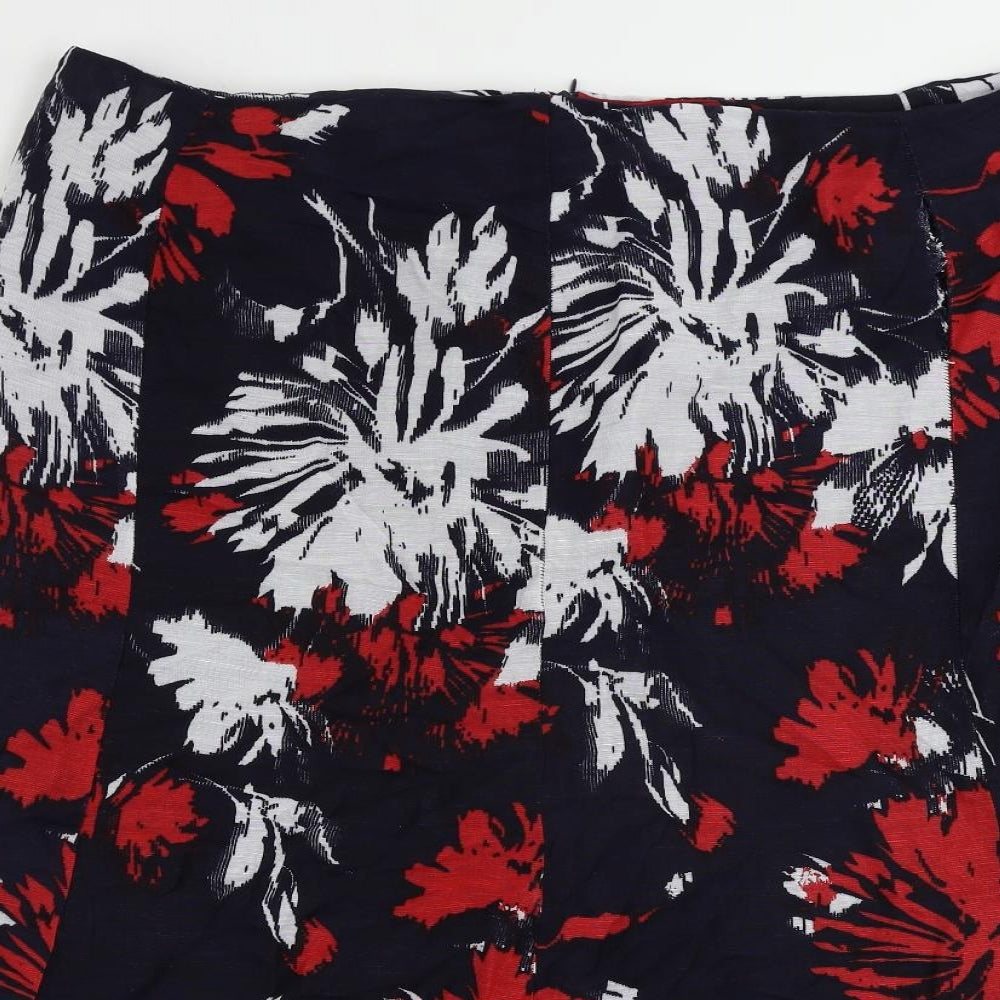 CC Womens Blue Geometric Viscose A-Line Skirt Size 18 Zip - Lined