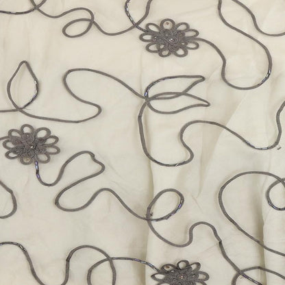 Monsoon Womens Beige Nylon Flare Skirt Size 12 Zip - Embroidered