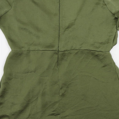 Missguided Womens Green Polyester Mini Size 12 V-Neck Zip