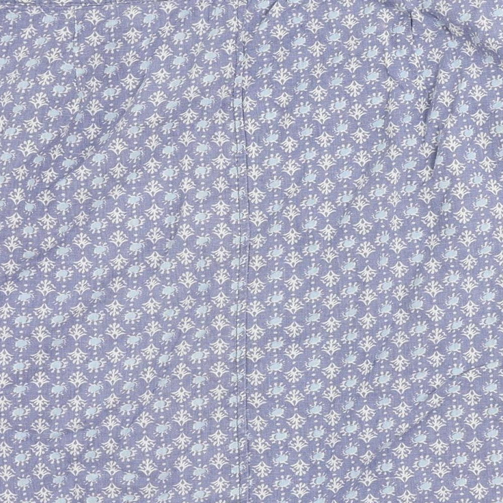 NEXT Womens Blue Geometric Linen A-Line Skirt Size 14 Zip - Pockets