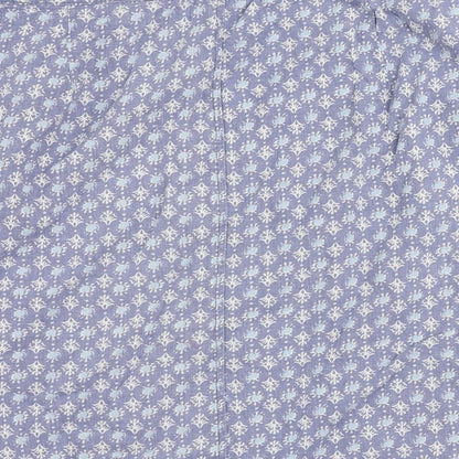 NEXT Womens Blue Geometric Linen A-Line Skirt Size 14 Zip - Pockets